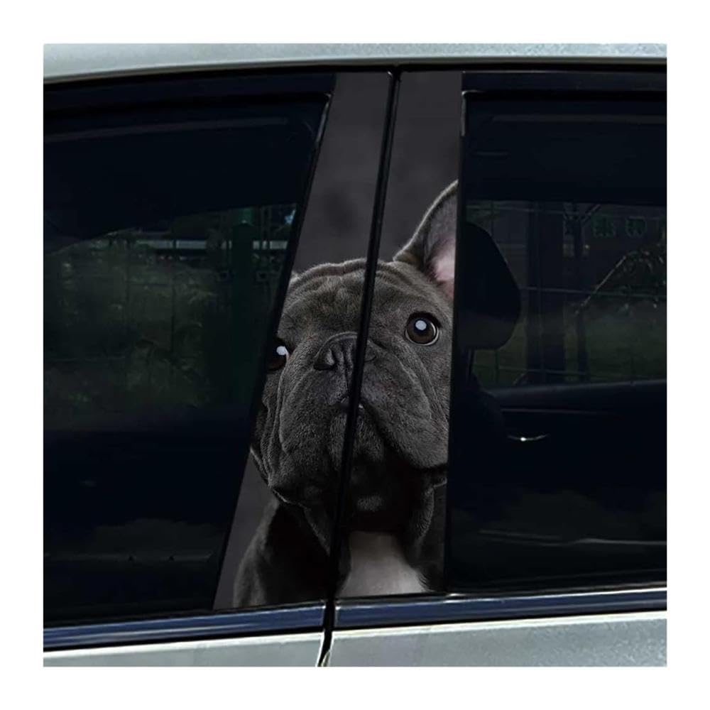 Decorative Items 2PCS Car B Pillar Protective Film Decoration French Bulldog Car Center Pillar Sticker(B)
