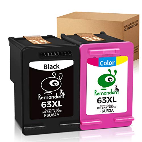 Remandom 63XL Ink Cartridges Black and Color Replacement for HP 63 63xl Ink Compatible with HP Officejet 3830 4650 5255 5258 4655 Envy 4520 4512 Deskjet 1112 2132 3630 Printer
