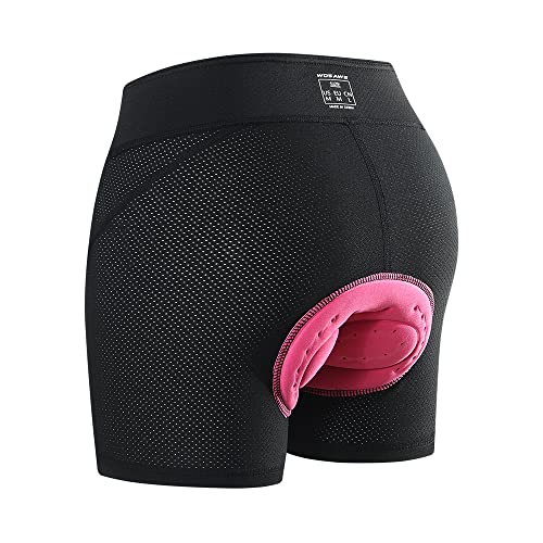 WOSAWE Women's Cycling Underwear Breathable MTB 3D Padded Spinning Class Shorts, Black M