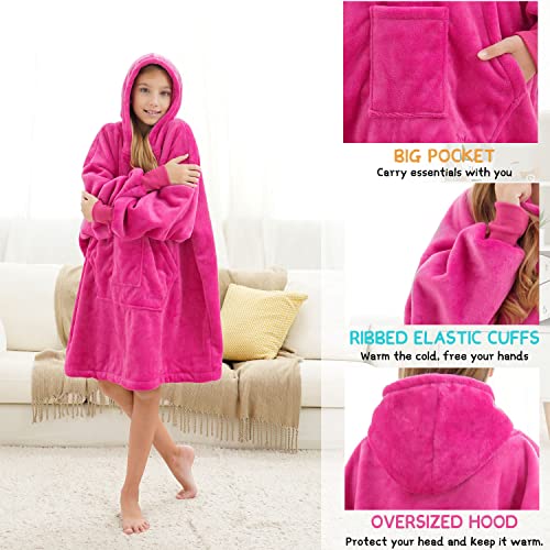 REDESS Blanket Hoodie Sweatshirt, Wearable Blanket Oversized Sherpa with sleeves and giant pocket, cozy hoodie for adults kids - Image 2