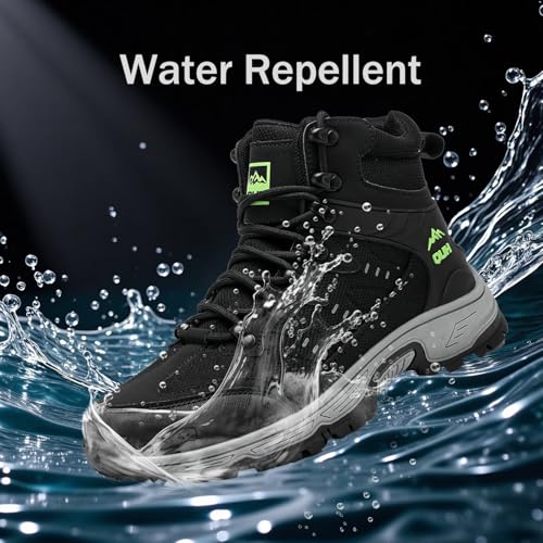 QUH Men's Outdoor Hiking Shoes Breathable Waterproof Non-Slip Mid-Cut Sports Shoes for Fitness, Outdoor Camping, Walking4
