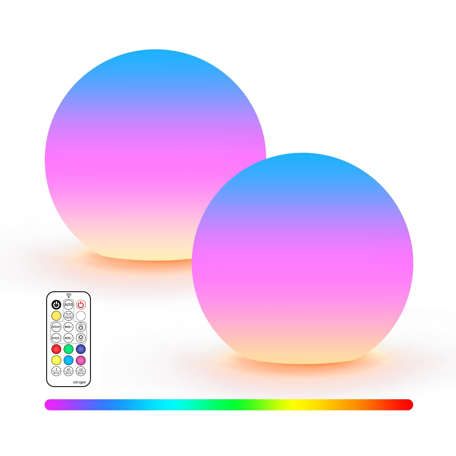 LOFTEK LED Ball Light, 3-inch Rechargeable Globe Lights, Color-Changing Ball Lamp with Remote, Waterproof Orb Light, Smart Sphere Night Light for Home Bedroom Pool Decor, Xmas Gift, 2 Pack