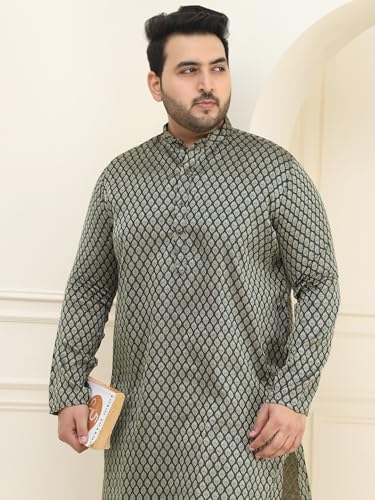 Image of SOJANYA Plus (Since 1958) Men's Cotton Linen Foil Printed Only Long Kurta