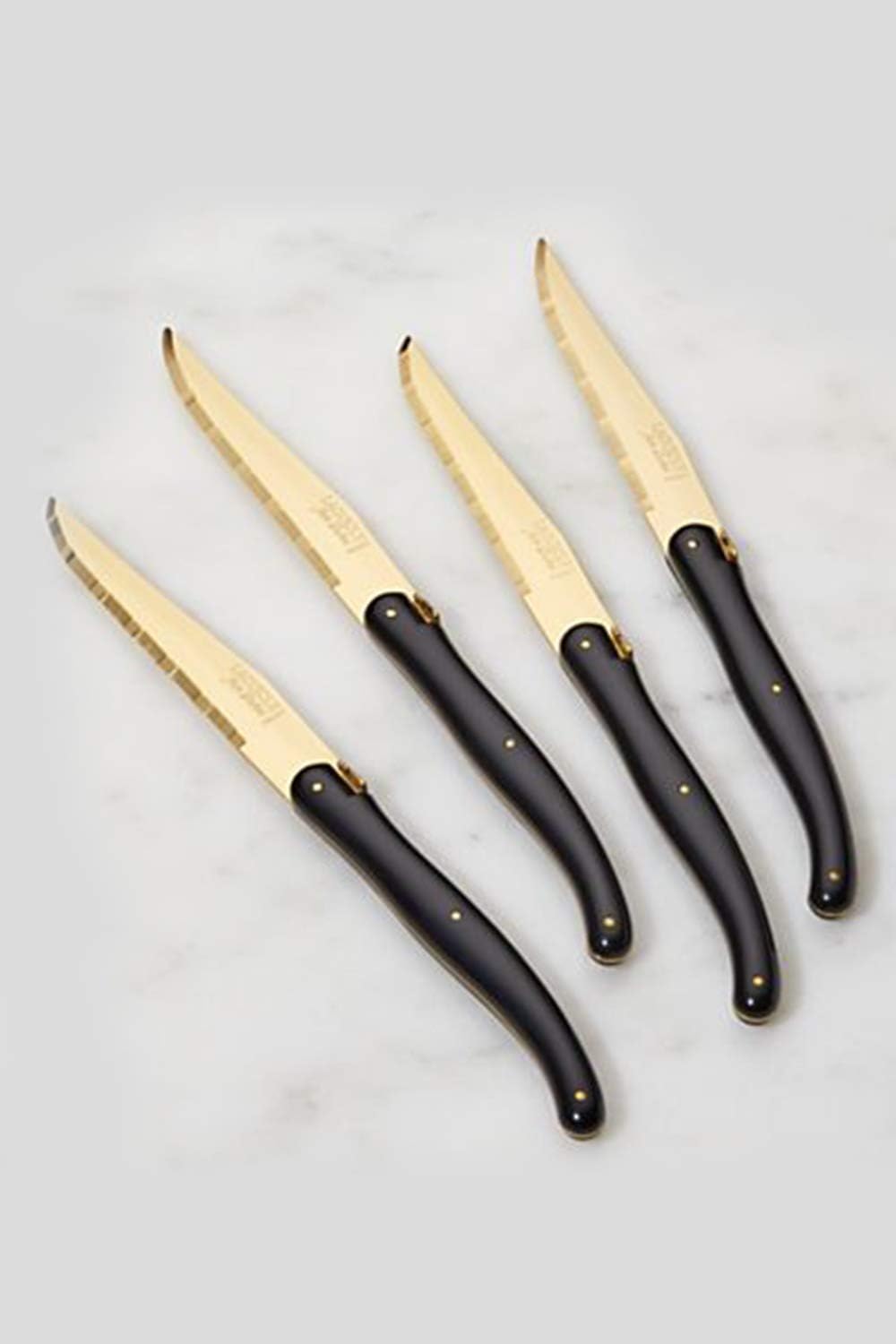 French Hand Made New Age 4 PC Steak Cutlery Set 2 PACK (Gold)