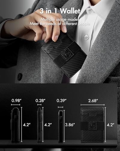 Image of iwantit MagSafe Wallet, 3 in 1 Magnetic Elastic Band Wallet, Pop Up Card Cases, Bifold Wallet (Carbon Fiber)