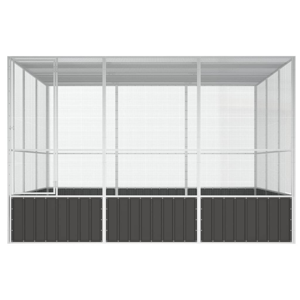 Willood Jaula de Pájaros Aves Pajareras Casita Acero Galvanizado Antracita 302.5 x 324.5 x 211.5 cm