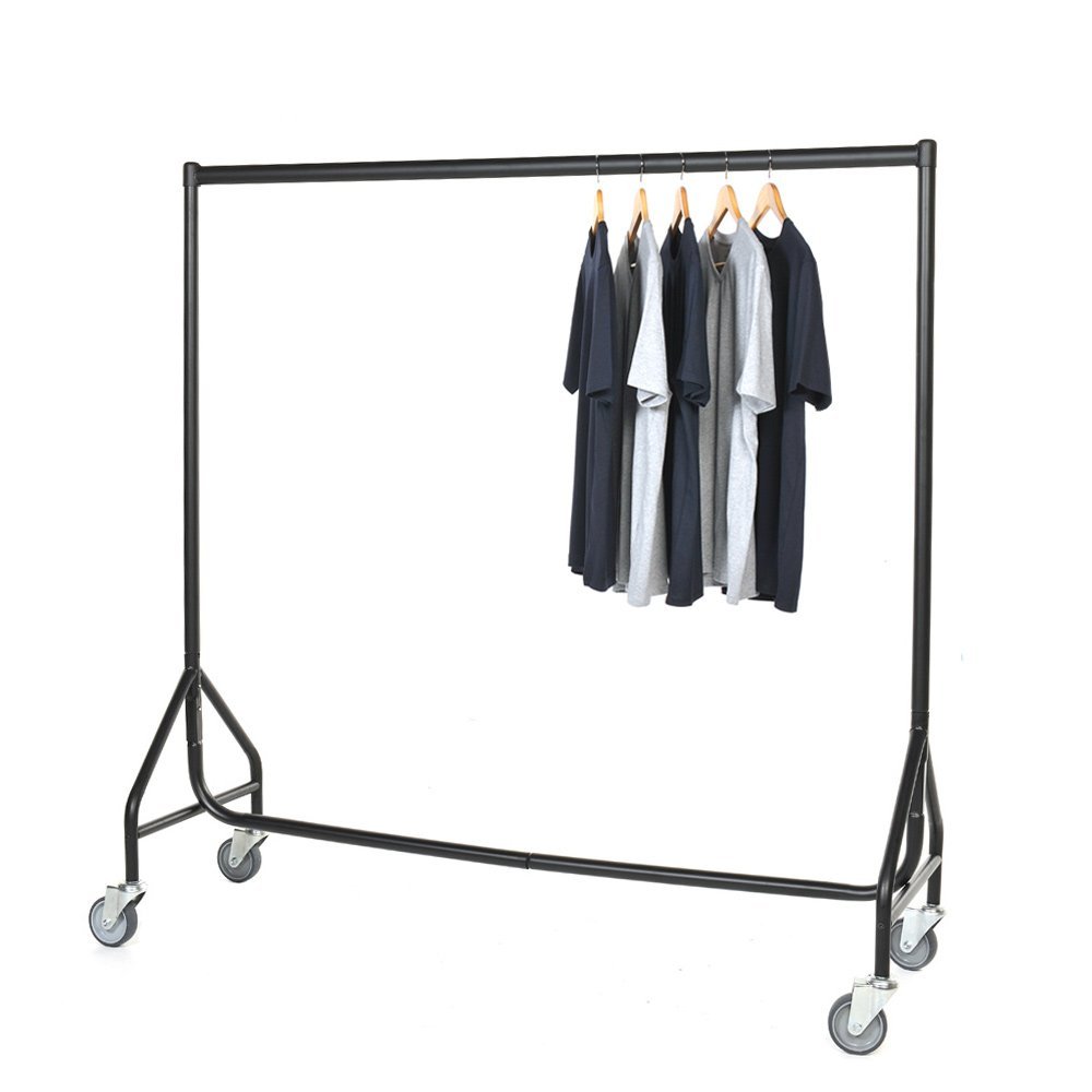 Shopfitting Warehouse Reinforced Heavy Duty Clothes Rail with Heavy Duty Wheels - 5ft Wide, Black