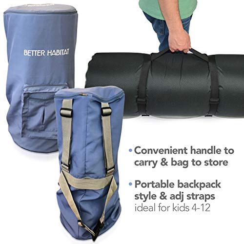 Better Habitat CertiPUR-US Kids DreamReady Solid Memory Foam Floor & Camping Mattress (62 x 26 x 2). 100% Memory Foam Roll Out, Portable Sleeping Pad, Waterproof Cover & Travel Bag. - Thumbnail 7