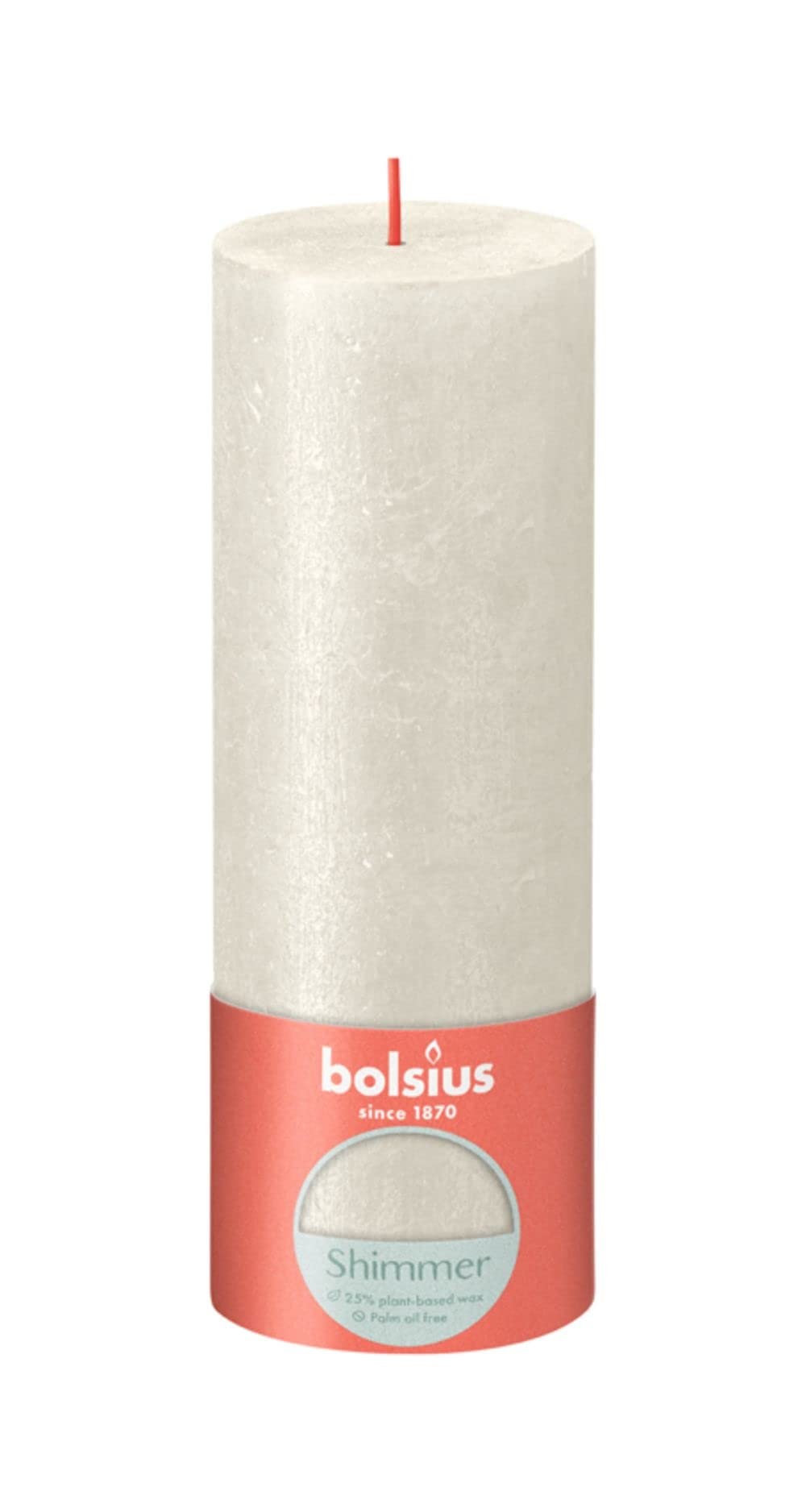 Bolsius Ivory Rustic Shimmer Metallic Pillar Candle 19Cm X 7Cm