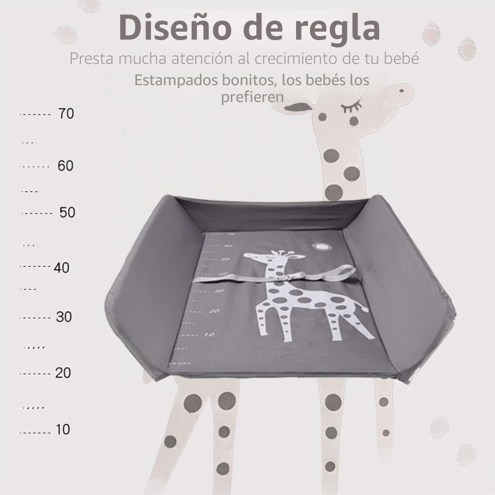 Cambiador de bebé plegable con bolsas de almacenamiento, móvil para bebés recién nacidos, mesa de masaje con ruedas que ahorra espacio (gris)