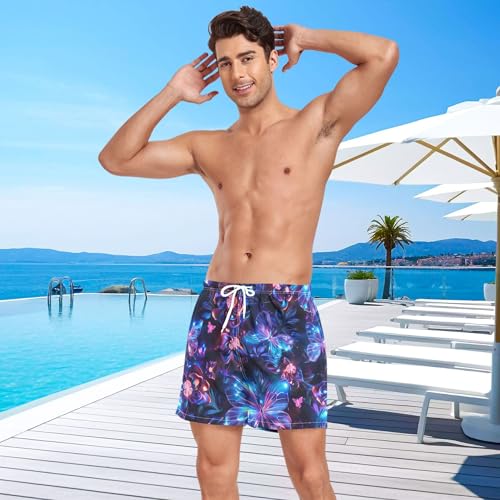 xigua Colored Butterflies Mens Swim Trunks with Liner, 5 inch Quick Dry Mens Boardshorts for Beach4