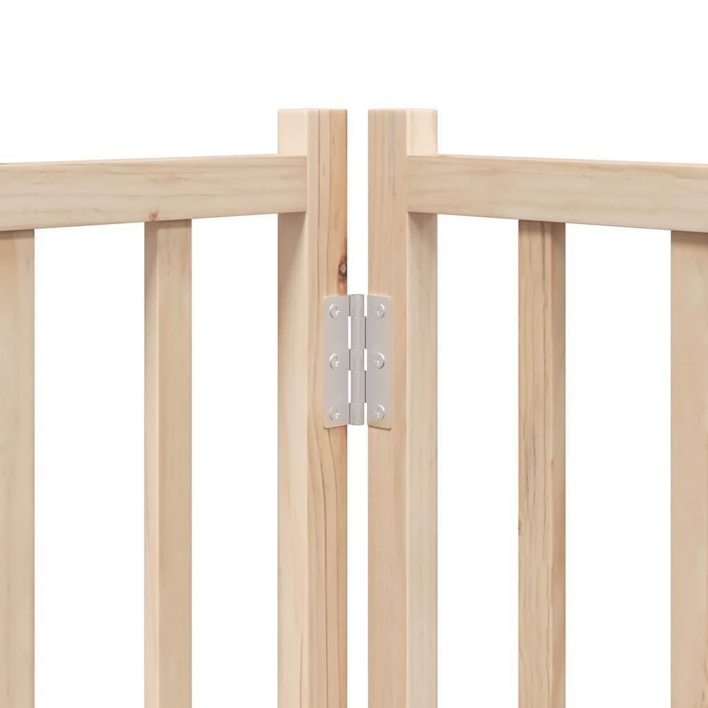 Homgoday Barrera para Perros,Barrera de Seguridad para Perros Mascotas,Vallas para Perros Puerta para Perros Plegable 9 Paneles Madera de álamo 450 cm