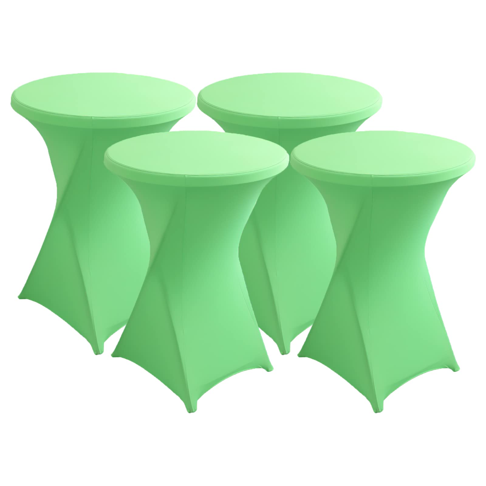 GOWT Cocktail Spandex Stretch Elastic Table Cover Square Corners Tablecloth Fitted High Top Bar Table for Wedding Banquets Birthday Outdoor Party Bar Use,Apple Green,4Pcs A