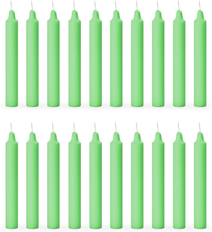 AuraDecor Pack of 20 Stick Wax Candles || Especially Meant for Healing , Chakras, Ritual Candles , Decoration, Lighting , Home Decor || Burning Time 2.5 Hours Each (Green)