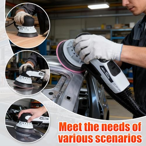 Image of Autolock Electric Random Orbital Sander, 350W Brushless Motor with 5 & 6 Inch Pads, 10000RPM Palm Sander for Woodworking, Sanding and Polishing (1pcs)