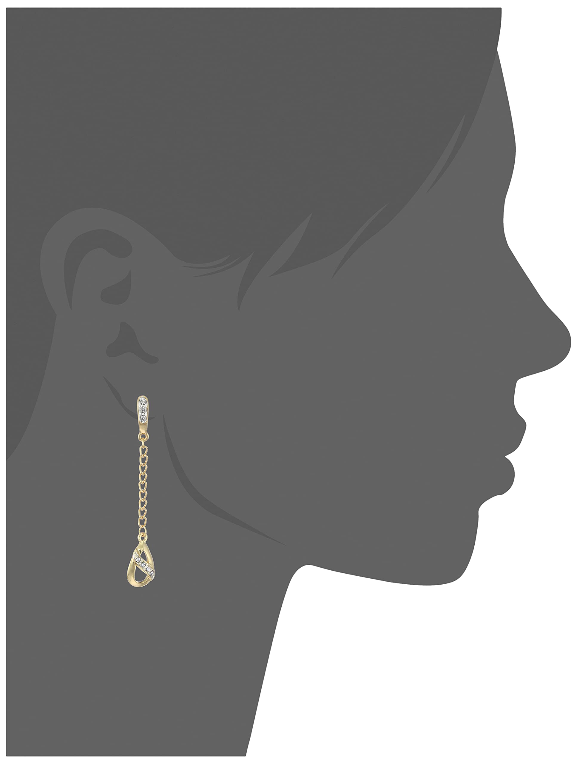 24Kt & Rhodium Plated Chain Drop Earrings with Crystals