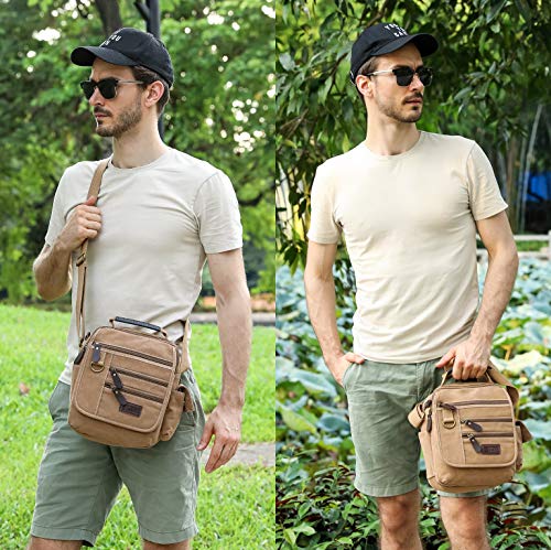 Sunsomen Mens Bag Canvas Shoulder Bag Small Messenger Crossbody Bag Work Bag Vintage Multi-Function(Army Green) #TOP5