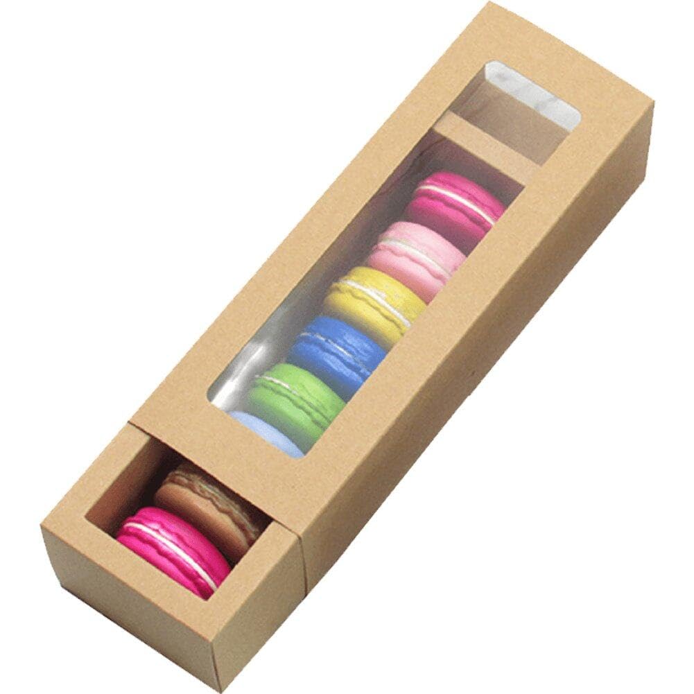Casiler 10pcs Transparent Rectangular Pvc Cake Box Macaron Packaging Box Baked Dessert Biscuit Party Food Western Pastry Kraft Paper Box