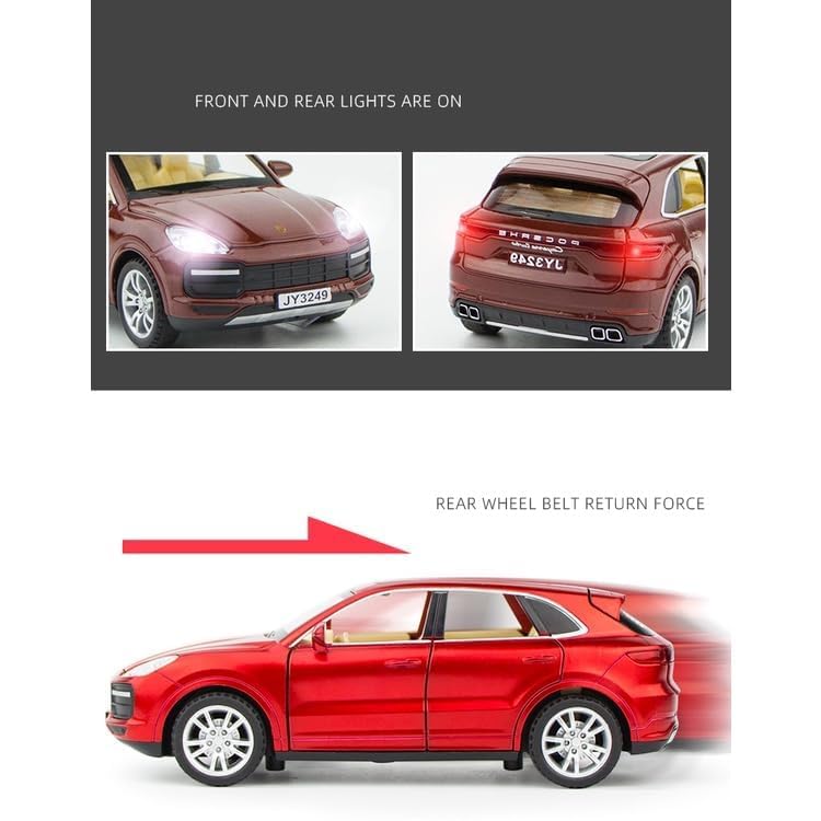 Image of SPITEN Porsche Cayenne Turbo 1:32 Diecast Scale Model Alloy Metal Pull Back Toy car for Kids with Openable Doors & Light, Music Toy Vehicle for Kids - Colors as Per Stock