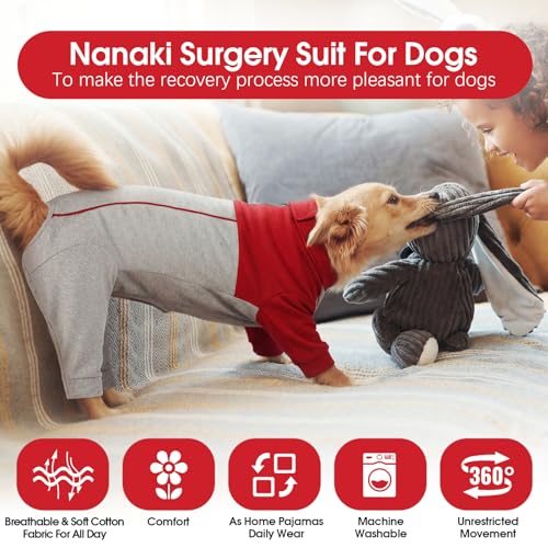 Image of Nanaki Stretchy Dog Onesie for Surgery Female Dog Recovery Suit Male 4-Legs | Dog Surgery Suits for Spay Neuter,Abdominal Wound Cover,Protect Skin,Cone Alternatives,Anti-licking,Full Coverage Protection
