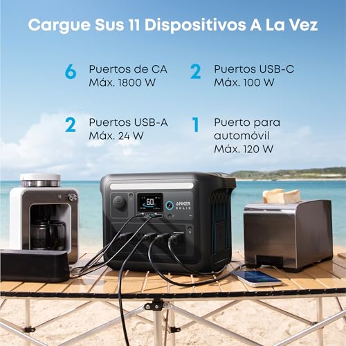 Image of Anker SOLIX C1000 Portable Power Station(Black Version ), 1800W (Peak 2400W) Solar Generator, Full Charge in 58 Min, 1056wh LiFePO4 Battery for Home Backup, Power Outages, and Outdoor Camping