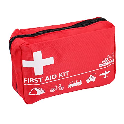 Ruilogod Kit de primeros auxilios al libre Bolso de rescate de nylon médico rojo