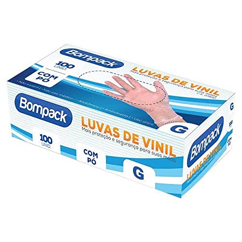Luva Vinil Tamanho G Caixa Com 100un Bompack