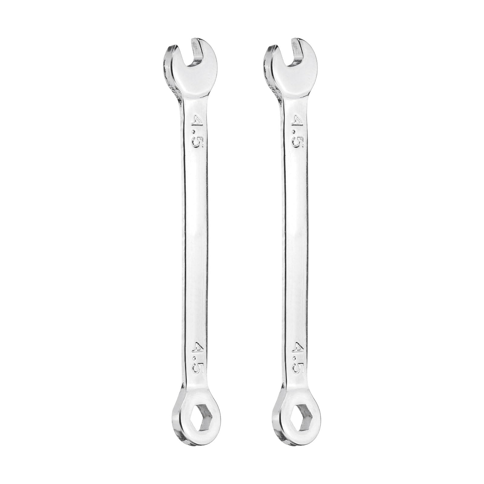 sourcing map 2pcs Mini Combination Wrench 4.5mm Metric 6-Point Box End & 15 Degree Angled Offset Open End CR-V Steel Double Ended Spanner Tool for Household Automotive Machinery DIY Repair
