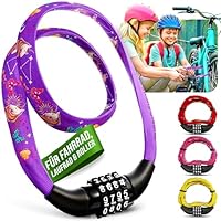 Fahrradschloss Kinder mit Zahlen – Kinder Fahrradschloss 65 cm – leicht und sicher – Zahlenschloss Fahrrad – Schloss für Kinderfahrrad – Motiv Einhorn