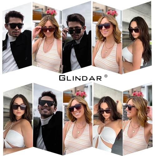 GLINDAR Polarized Flat Top Sunglasses Womens Men, Oversized Square Shield Sports Glasses2