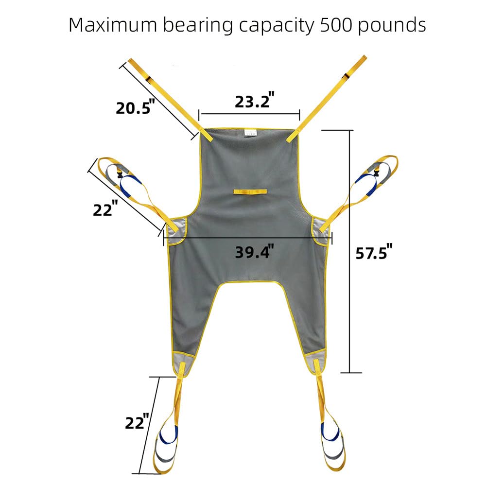 Arnés de Transferencia Universal para Pacientes con Soporte Dorsal y Piernas, Cinturón de Elevación Ajustable en Altura hasta 100kg,con Asas para Máxima Seguridad,para transferencia y posicionamiento