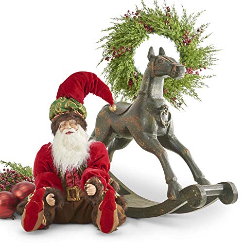 K&K Interiors 50052A 34 Inch Santa Door Stopper, Red
