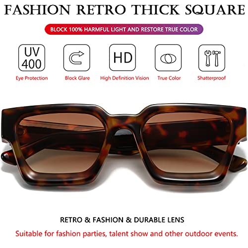 Image of AIEYEZO Square Sunglasses for Women Men Square Thick Frame Sun Glasses Simple Designer Style Shades