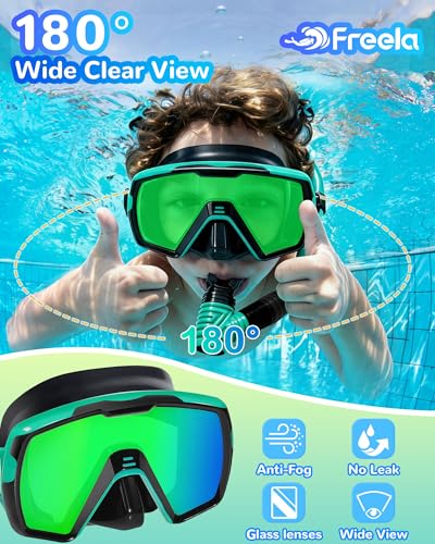 Kids Dry Snorkel Set Scuba Diving Mask 180° View Anti-Fog Snorkeling Kit - image 4