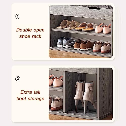 Banc de rangement à chaussures gris pour optimiser les petits couloirs - 6