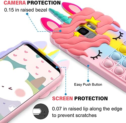 Vunake for Samsung S9 Case Galaxy S9 Fidget Case for Kids Girls Push Bubble Poppet Phone Cover Protective Bumper Cover Soft Silicone Shockproof Phone Case Cover for Samsung Galaxy S9 - Rainbow Unicorn