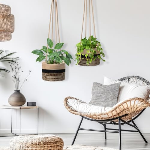 Sunnychicc 2 Packs Hanging Planter Basket 7.8" Cotton Rope Woven Plant Hangers Indoor Plant Boho Hanger Large Hanging Wall Plants for Outdoor Home Decorations Fence Planters Plant Flower Pots Sunnychicc 2 Packs Hanging Planter Basket 7.8" Cotton Rope Woven Plant Hangers Indoor Plant Boho Hanger Large Hanging Wall Plants for Outdoor Home Decorations Fence Planters Plant Flower Pots