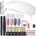 AZUREBEAUTY Gel Nail Polish Starter Kit, with 24W LED Lamp Big Space Simultaneously Cures 10 Fingers, Top Base Coat, 4 Gels with Manicure Tools, Portable Nail Gel Kit for Travel