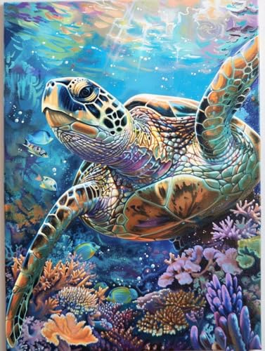Kit Manualidades Adultos DIY de Tortuga Marina Regalo Creativo Cuadros con Números W0-276