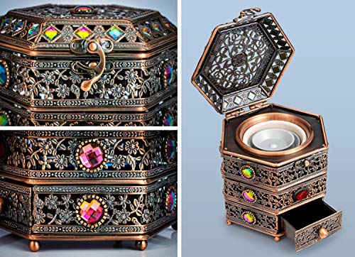 Am Regulator Electric Incense Burner - Oud Frankincense Resin Burner With Adjustable Timer & Storage Drawer (Copper) #TOP6