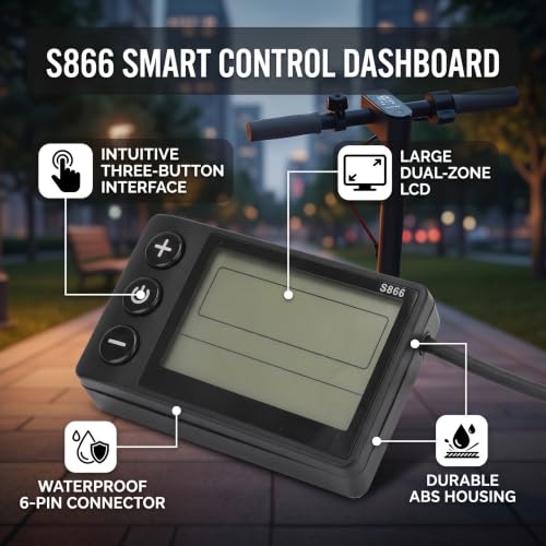 RiToEasysports Computadora de Bicicleta Odómetro LCD S866 Panel de Control con Conector de 6 Pines para Bicicleta Eléctrica miniatura 7