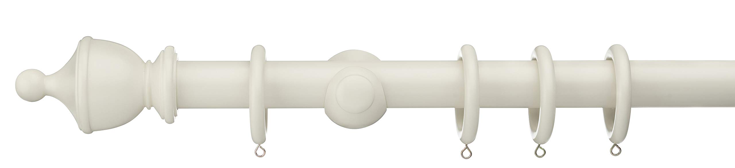 Swish Romantica Curtain Pole Set, 35Mm Wooden Curtain Pole, 150Cm, Panna Cotta, Urn Finials