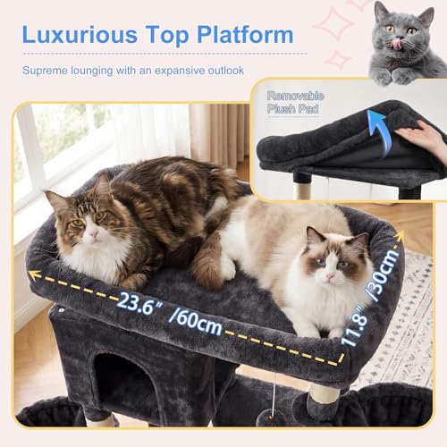 Image of Heybly 68.1 inch Cat Tree with Oversized Top Platform & Wide Base HCT059G