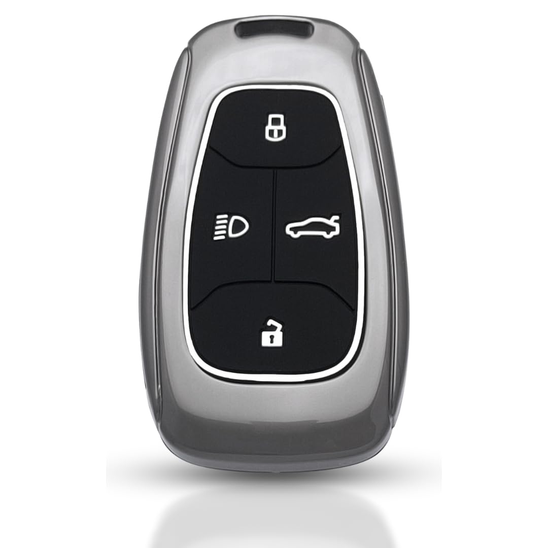 Keycept™ Metal Key Cover for Tata Nexon | Curvv | Altroz | Harrier | Punch | EV | Tigor | Tiago EV Electric | Safari and Facelift 4 Button Smart Key (Cover).
