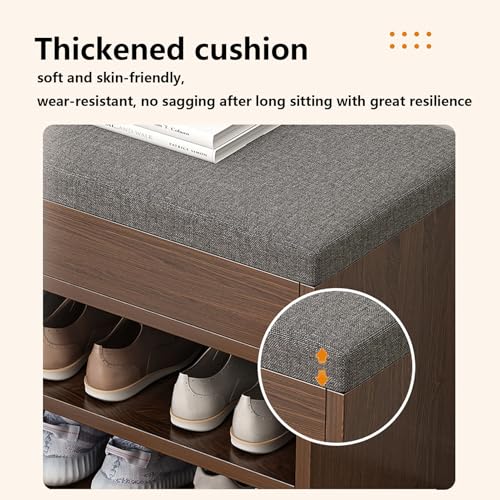Banc à chaussures avec coussin capacité 60 kg meuble de rangement - 7