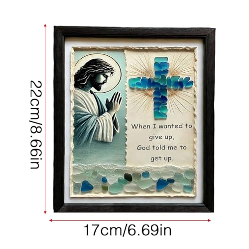 Décoration murale chrétienne verre de mer Jésus priant cadre 20x25 - 2