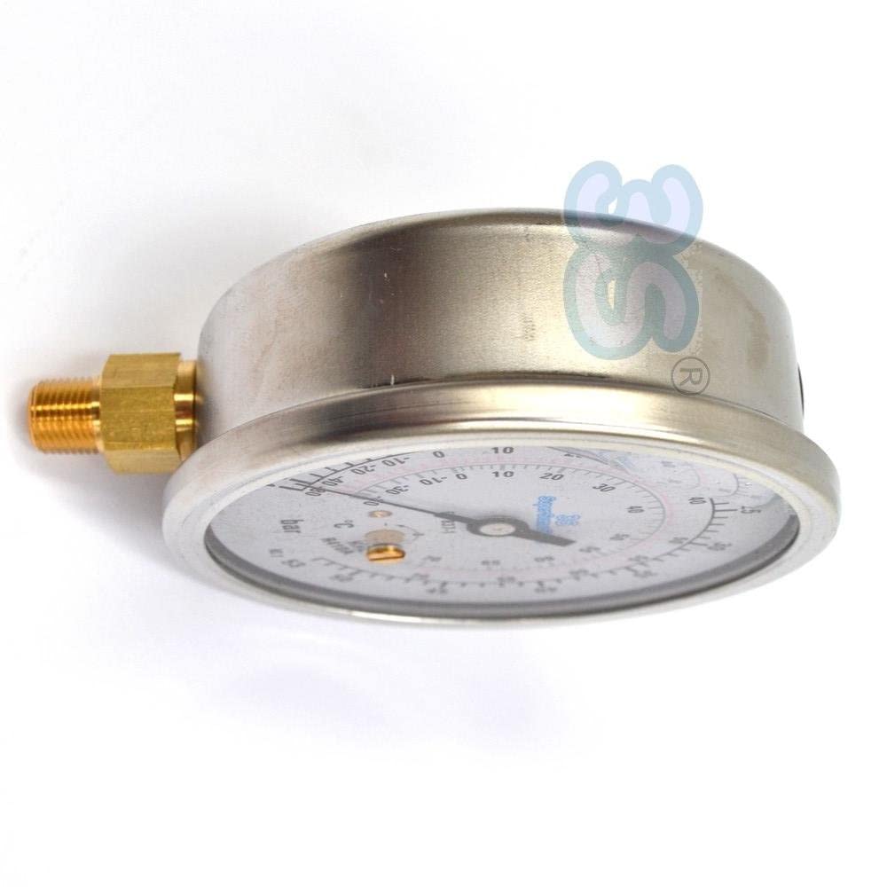 3S SuperSamaStore Professionelles Niederdruckmanometer mit Glycerinfüllung, Messskalen für Kältemittel R32 und R410A