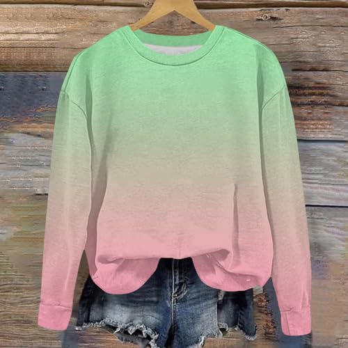 Girls Long Sleeve Crewneck Sweatshirts Fall Fashion Gradient Pullover Tops Fleece Sweater Cute Preppy Outfits4