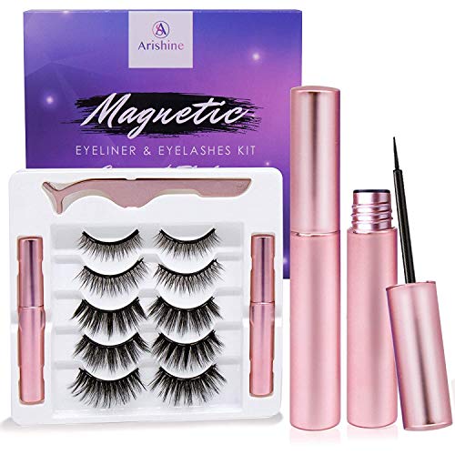 Magnetic Eyelashes with Applicator: 5 Pairs Reusable Natural & Glam Lashes, Lightweight Magnetic Liner, Beginner-Friendly, No Glue Needed, Waterproof & Cruelty-Free