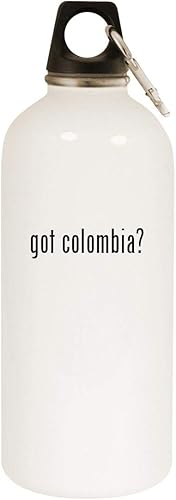 Molandra Products got colombia - 20oz Stainless Steel White Water Bottle with Carabiner, White